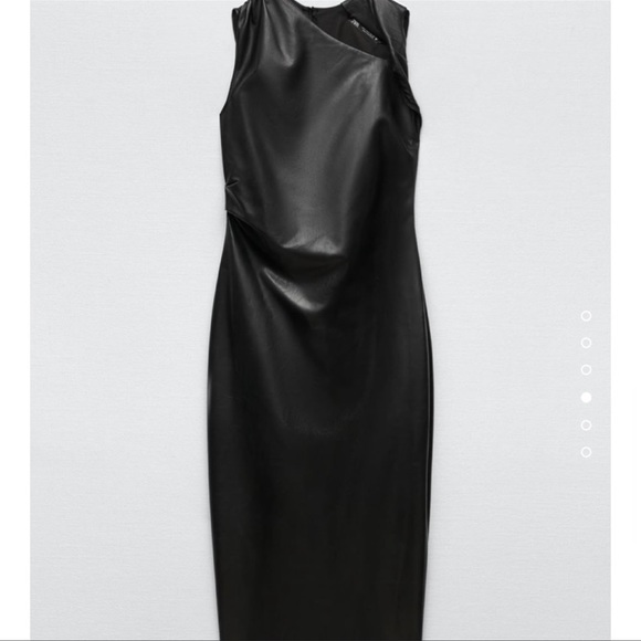 ZARA BLOGGERS FAV FAUX LEATHER MIDI DRESS - Picture 9 of 12